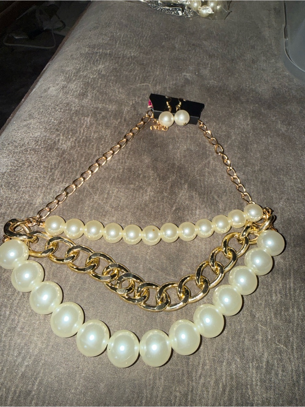 Gold & Cream Pearl Layered Necklace - Women Jewelry